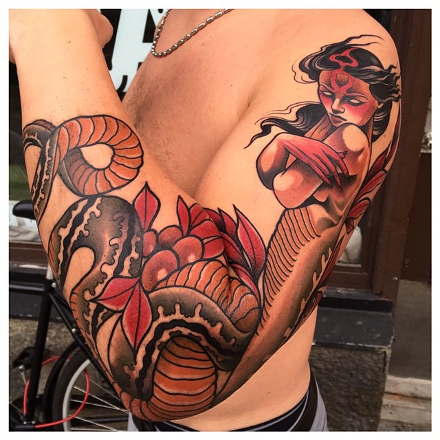 Arm Snake Girl Tattoo