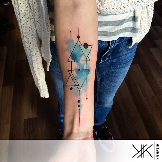 Blue Arm Geometry tattoo