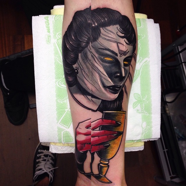 Dark Demonic Girl Arm tattoo