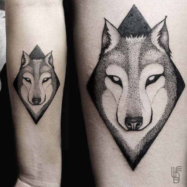 Dotwork Wolf tattoo