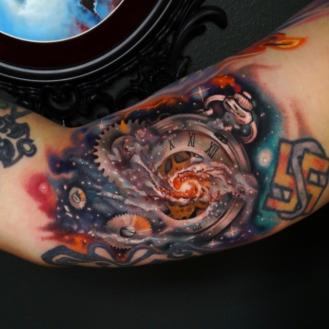 Galaxy Clock Arm tattoo