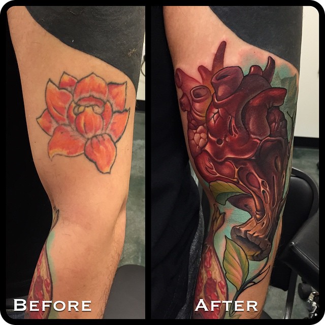 Heart New School Cover Up Arm tattoo by Timmy B