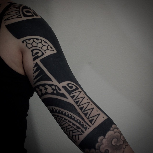 Japanese Style Related Blackwork tattoo sleeve by Gotch Tattoo