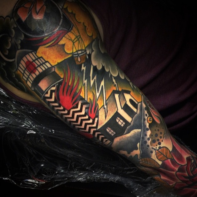 Lighthouse Thunder Storm tattoo by Aniela
