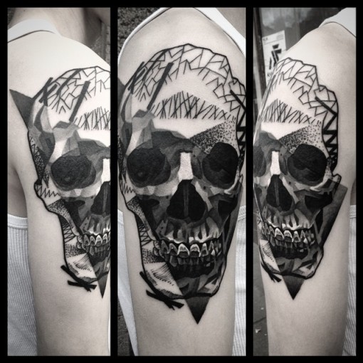 Shoulder Dark Skull Dotwork tattoo Best Tattoo Ideas Gallery