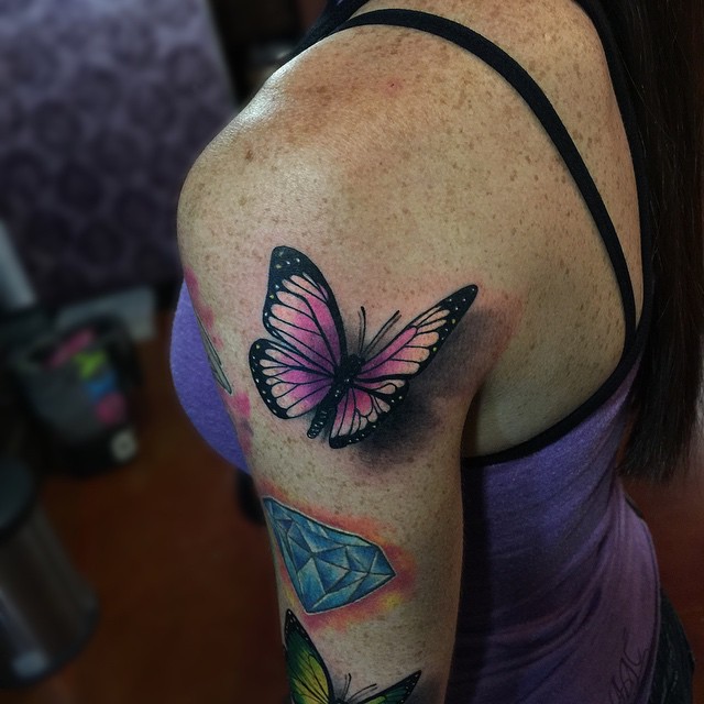3D Butterfly Shoilder tattoo