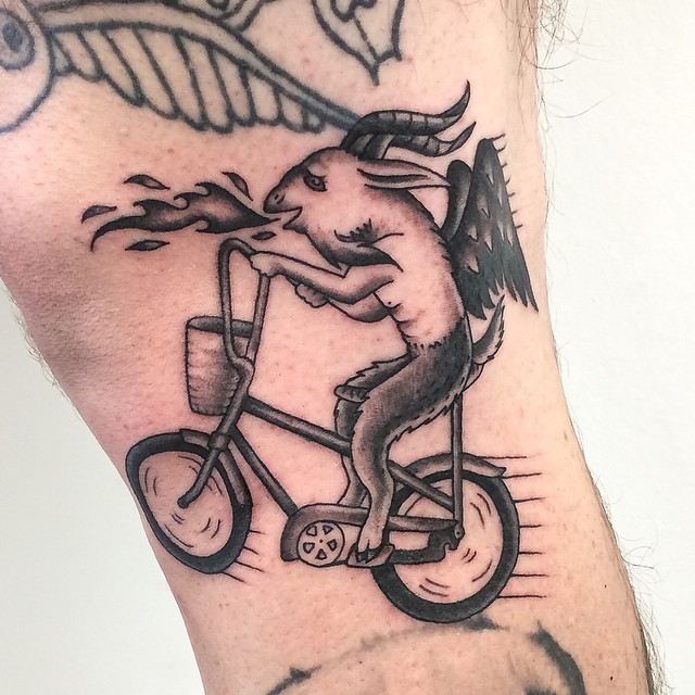 Bicycle Satan Goat tattoo