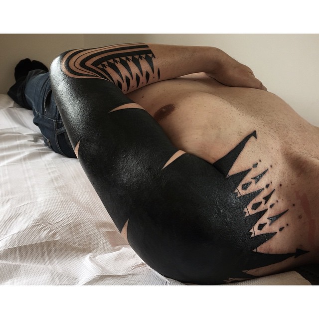 Black Arrows Tribal tattoo sleeve