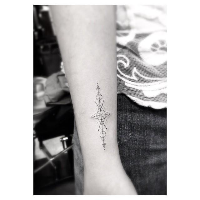 Both Ways Arrows Geometry Wrist tattoo