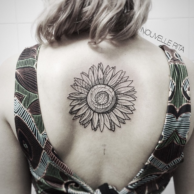 Center Back Sunflower tattoo