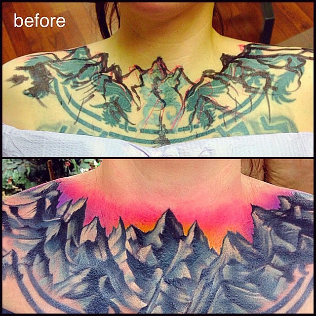 Collar Mountans Cover Up tattoo