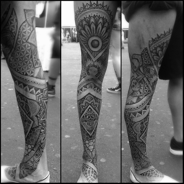 Cool Hindu Pattern Leg tattoo