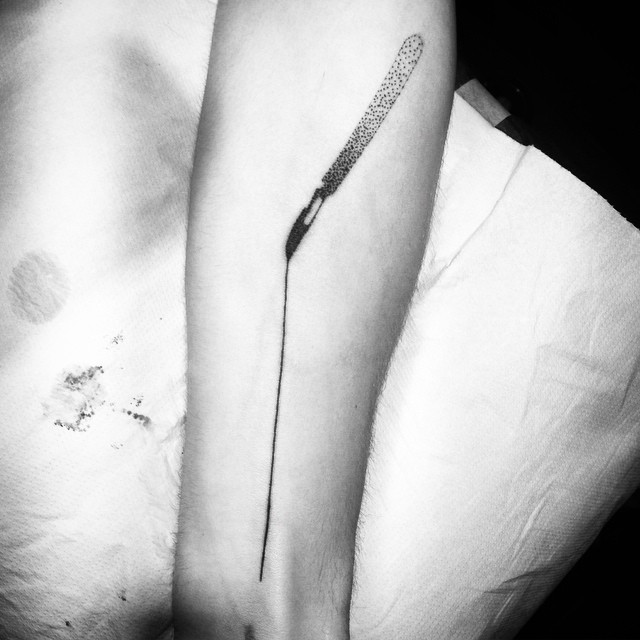 Dotwork Blood Razor tattoo on Arm