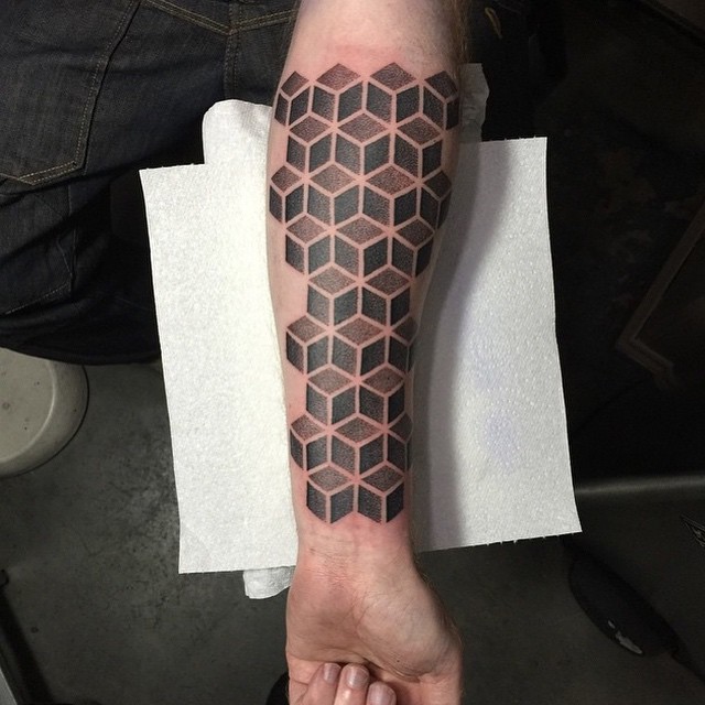 Grey Cubes tattoo on Arm