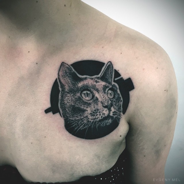 Interested Gaze Cat tattoo