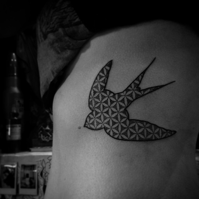 Pattern Dotwork Swallow tattoo