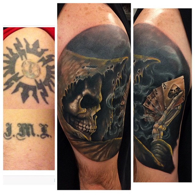 Poker Death Cover Up tattoo