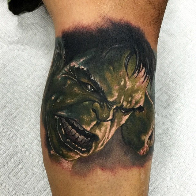 Realistic Hulk Smash tattoo