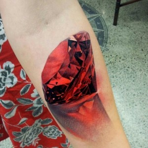 Red Ruby 3D tattoo on Arm - Best Tattoo Ideas Gallery