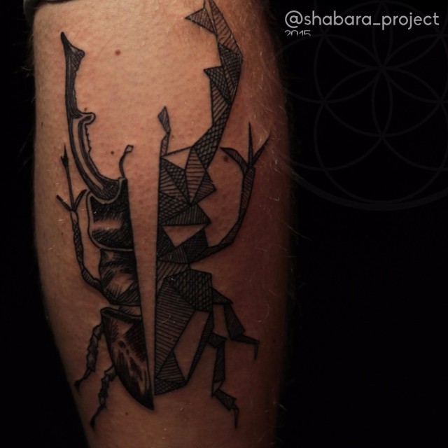 Schematic and Great Stag-Beetle tattoo