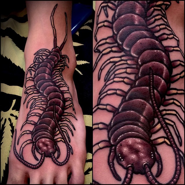 Scolopendra Centipede Foot tattoo