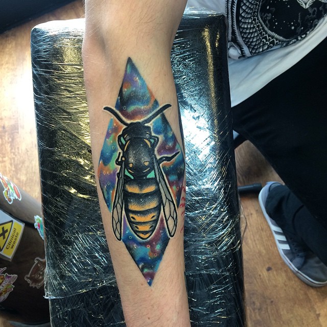 Space Bee tattoo on Arm