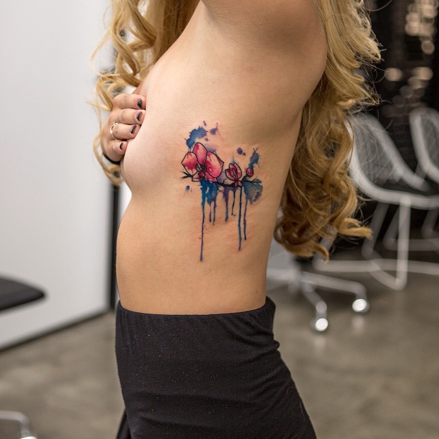 Watercolor Flower Cut tattoo