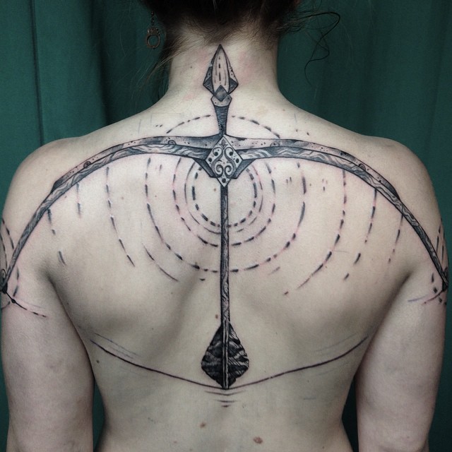 Back Armed Bow Tattoo