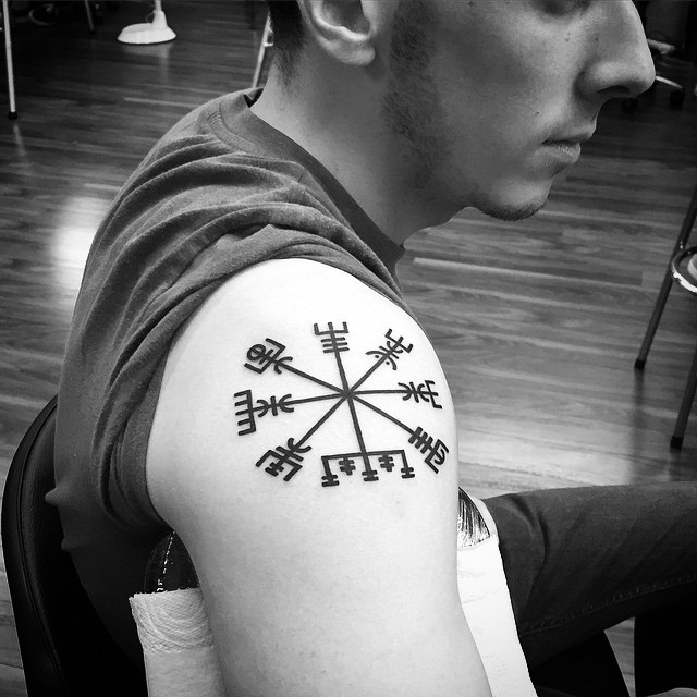 Blackwork Norse Shoulder Tattoo
