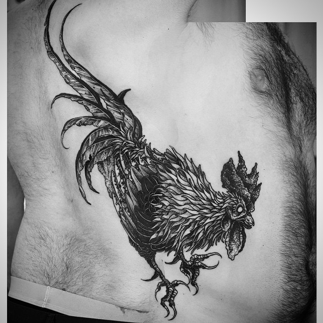 Body Side Rooster Tattoo