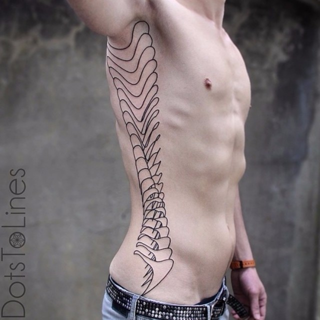 Body Side Spine Tattoo
