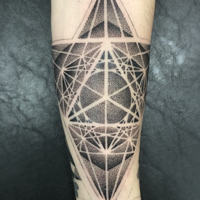 Cool 3D Geometry Tattoo on Arm