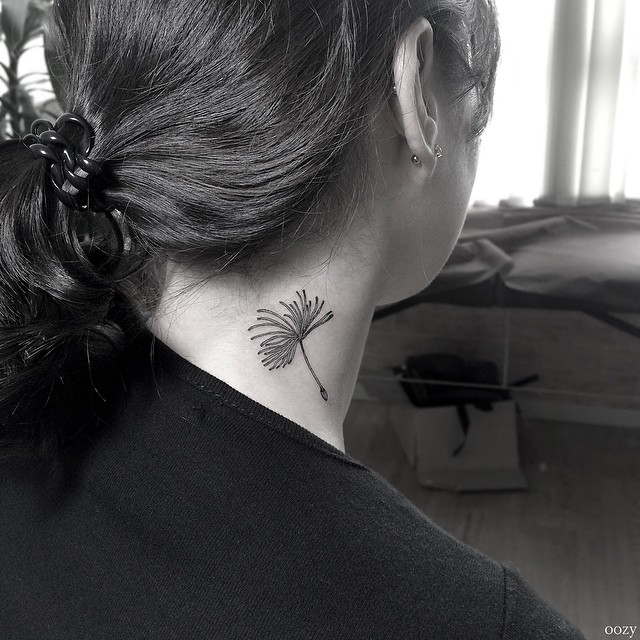 Dandelion Seed Tattoo on Neck