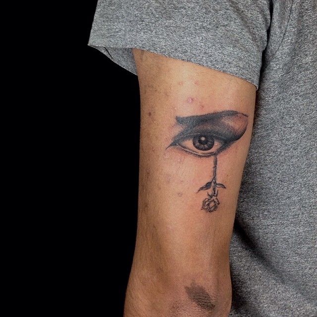 Eye Rose Tear Tattoo