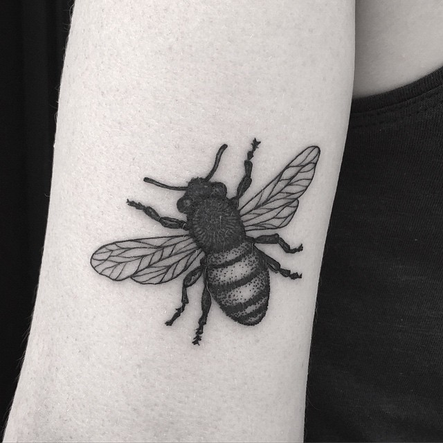 Fat Bee Dotwork Tattoo on Arm