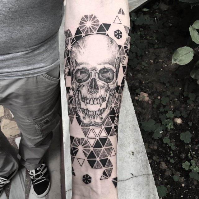 Geometry Pattern Background Skull Tattoo