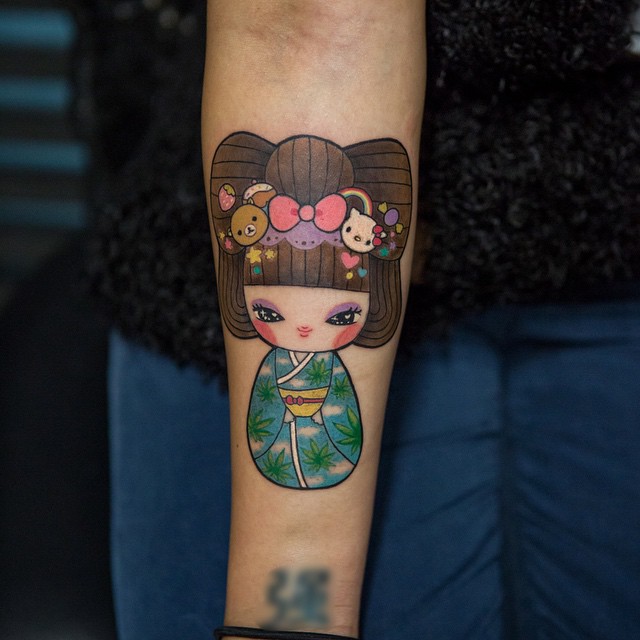 Kawaii Geisha Tattoo on Arm