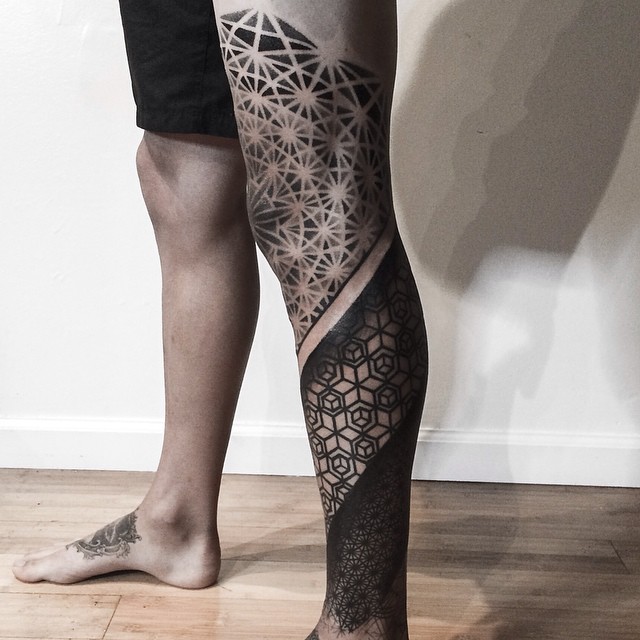Knee Leg Graphic Geometry Tattoo