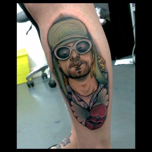 Leg New School Kurt Cobain Tattoo - Best Tattoo Ideas Gallery