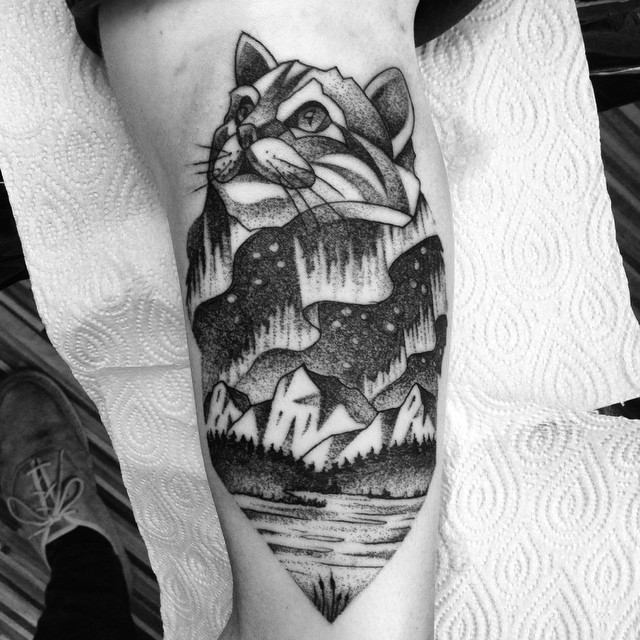 Mountain Cat Tattoo Landscape