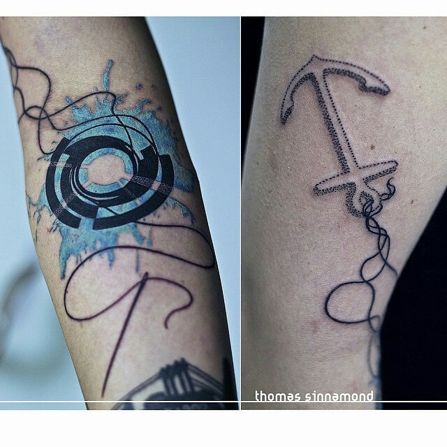 Needle and Thread Tattoos on Arm