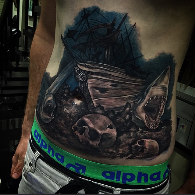 Sunken Pirate Ship Tattoo