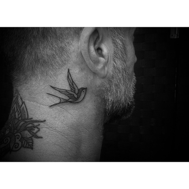 Swallow Tattoo Behind Ear