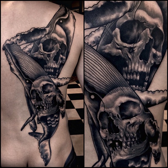 Whale Skulls Tattoo on Back