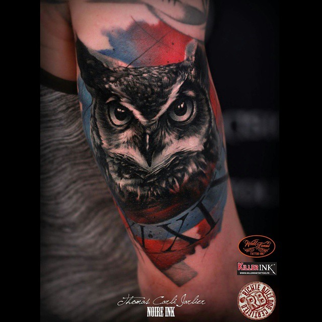 colorful owl tattoos