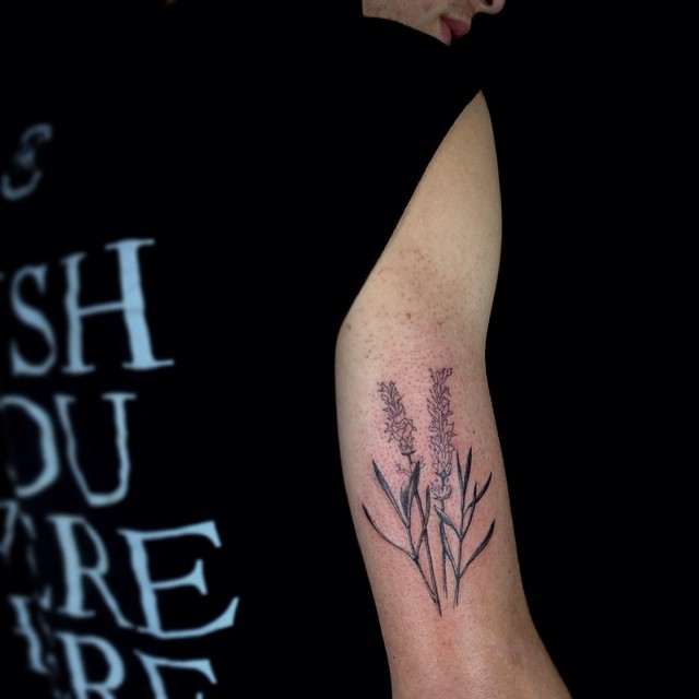 Arm Lavender Flower Tattoo
