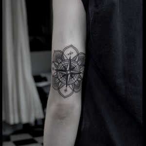 Compass Flower Tattoo on Arm - Best Tattoo Ideas Gallery