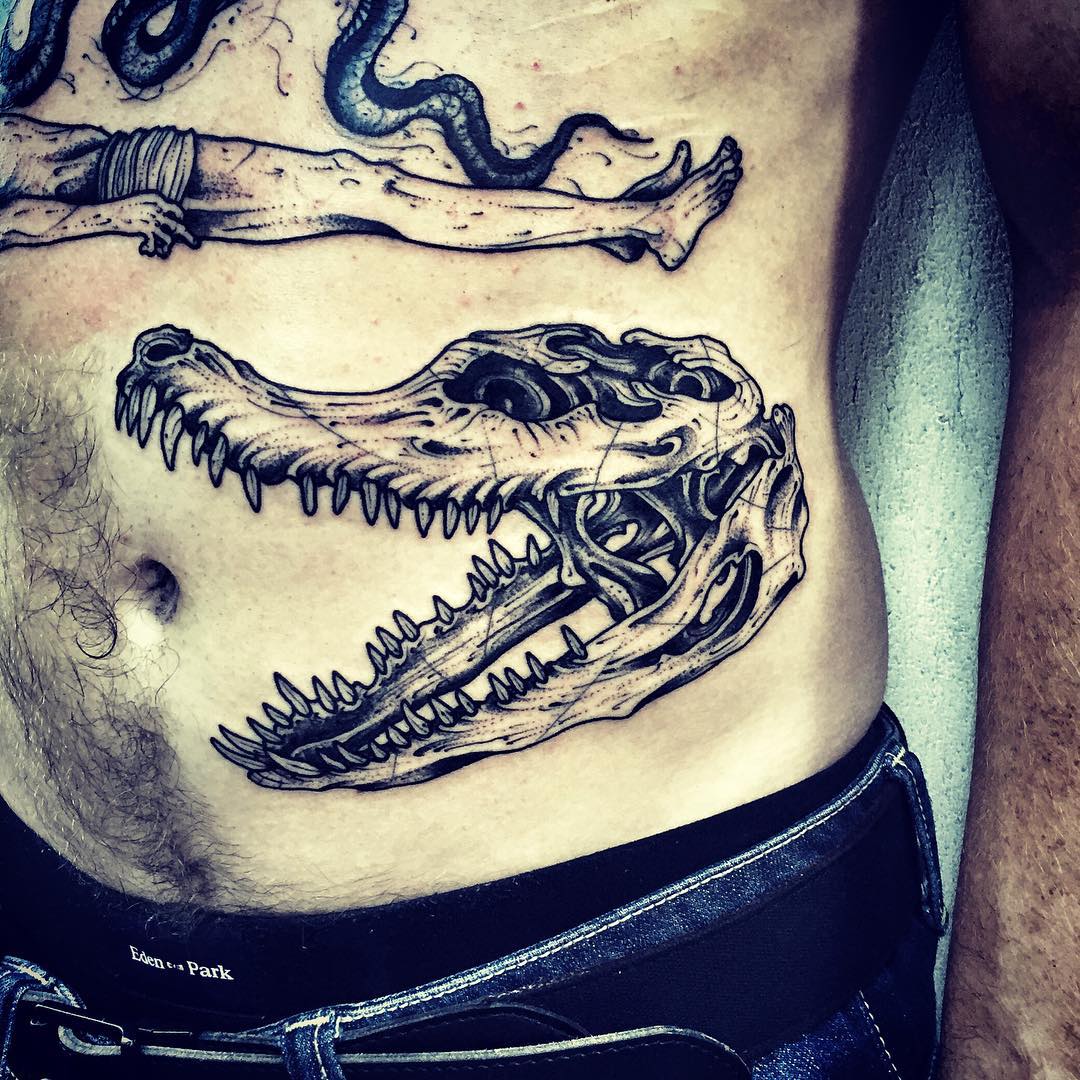 Crocodile Skull Tattoo