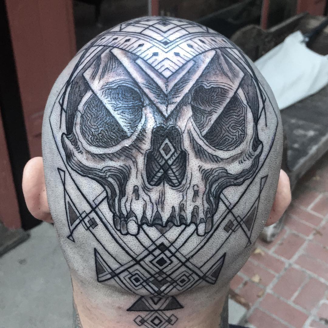 Geometry Skull Head Tattoo