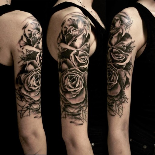 Graphic Roses on Shoulder Tattoo - Best Tattoo Ideas Gallery